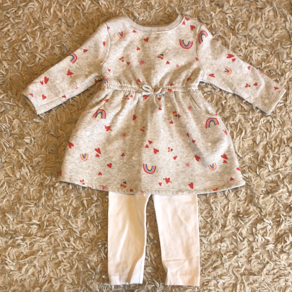 12-18 Month Rainbow Sweatshirt Dress and Leggings